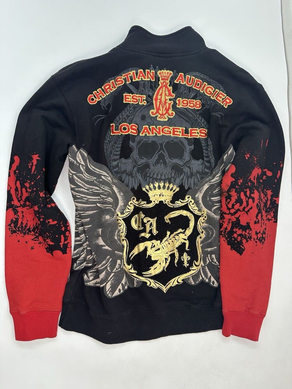 Christian Audigier Zip as seen on Michael Jackson Rhinestone Jacket Hoodie NWT L